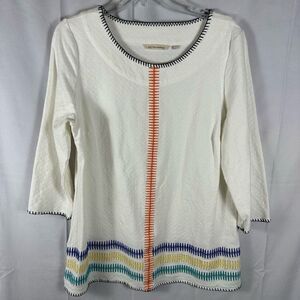 Soft Surroundings Women’s Tunic Shirt Top Longer Length Cream Thick Medium